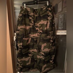 Structured Camo Cargo Skirt